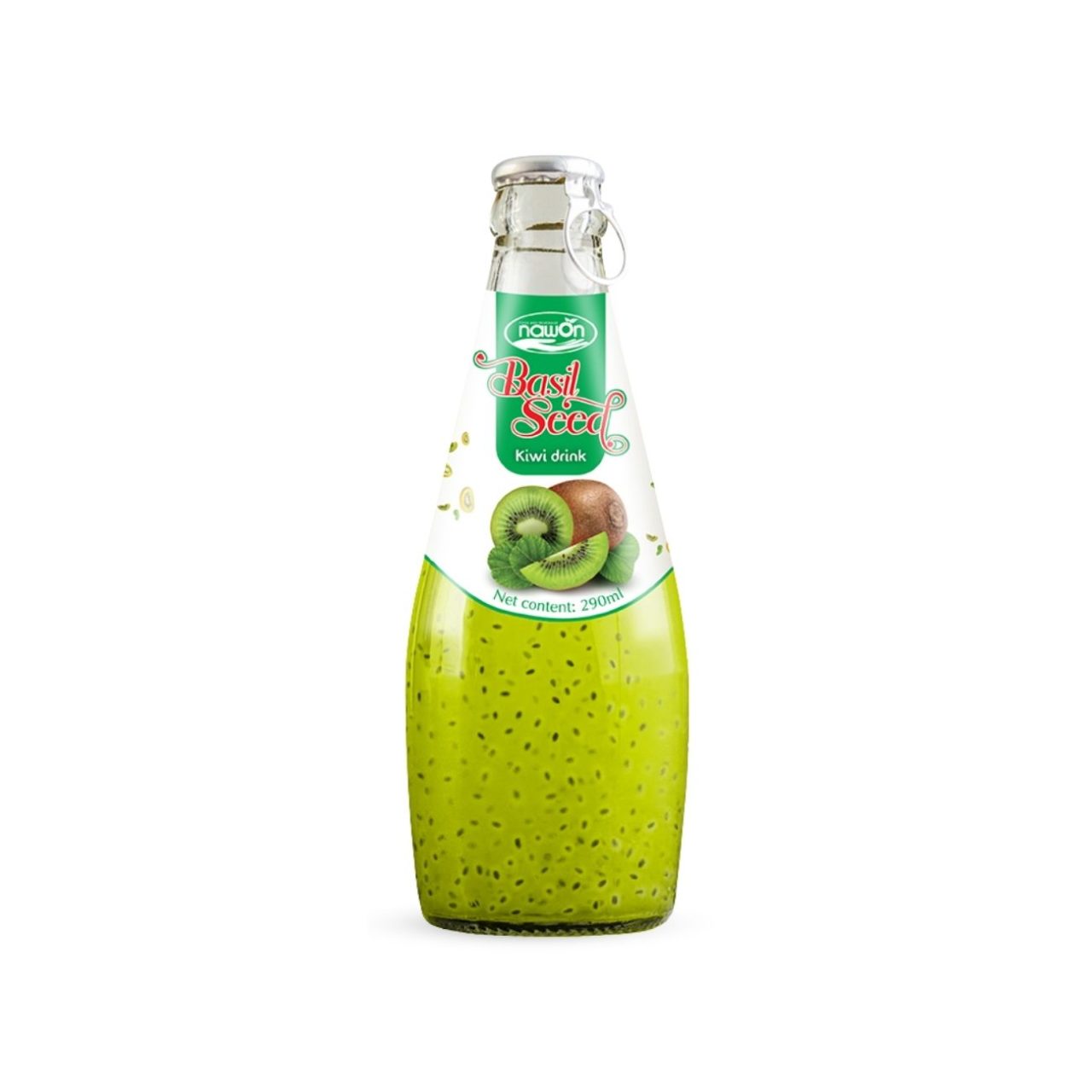 glass bottle 290 ml 9 81 fl oz refreshing basil seed drink with kiwi flavor (3)