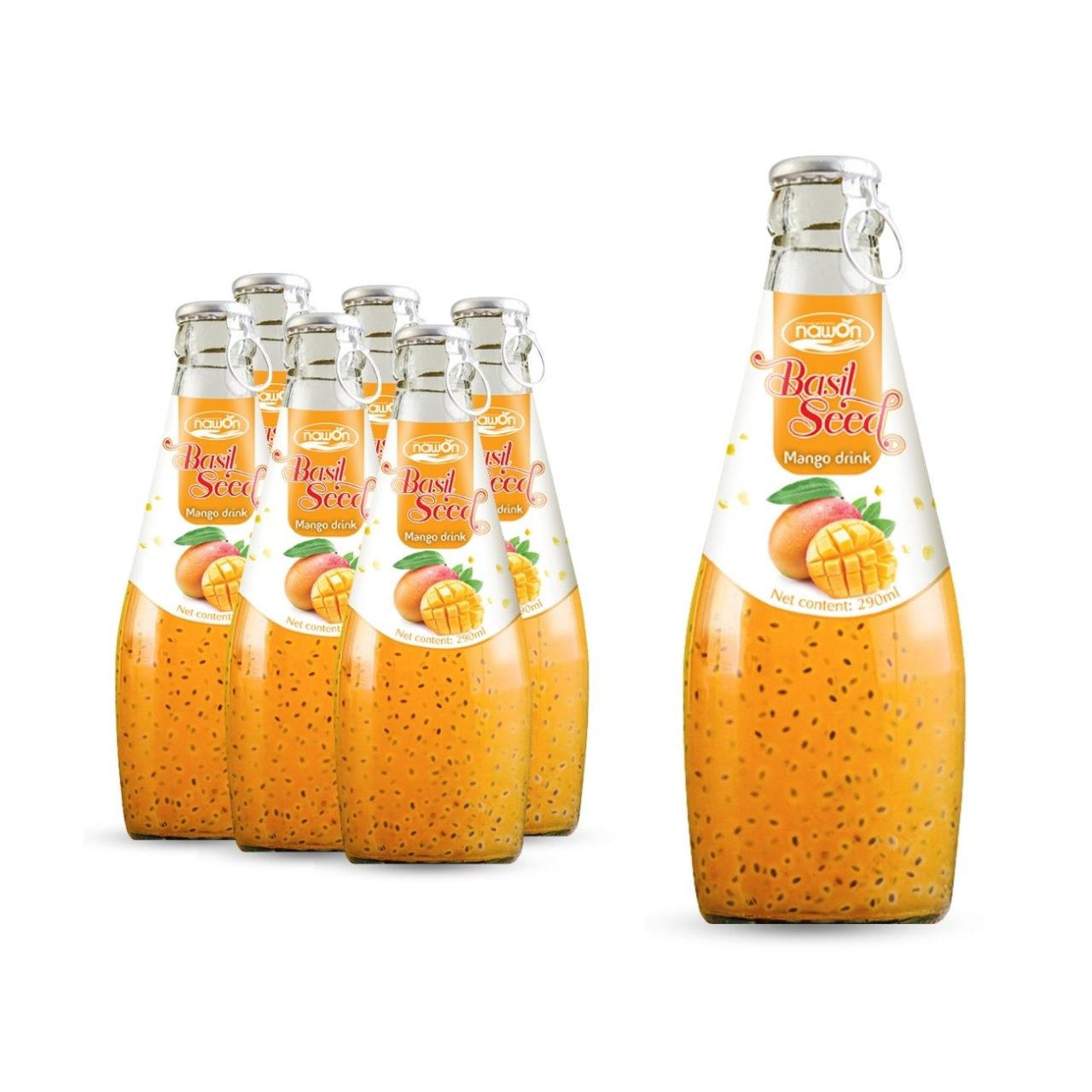 glass bottle 290 ml 9 81 fl oz refreshing basil seed drink with mango juice flavor (1)