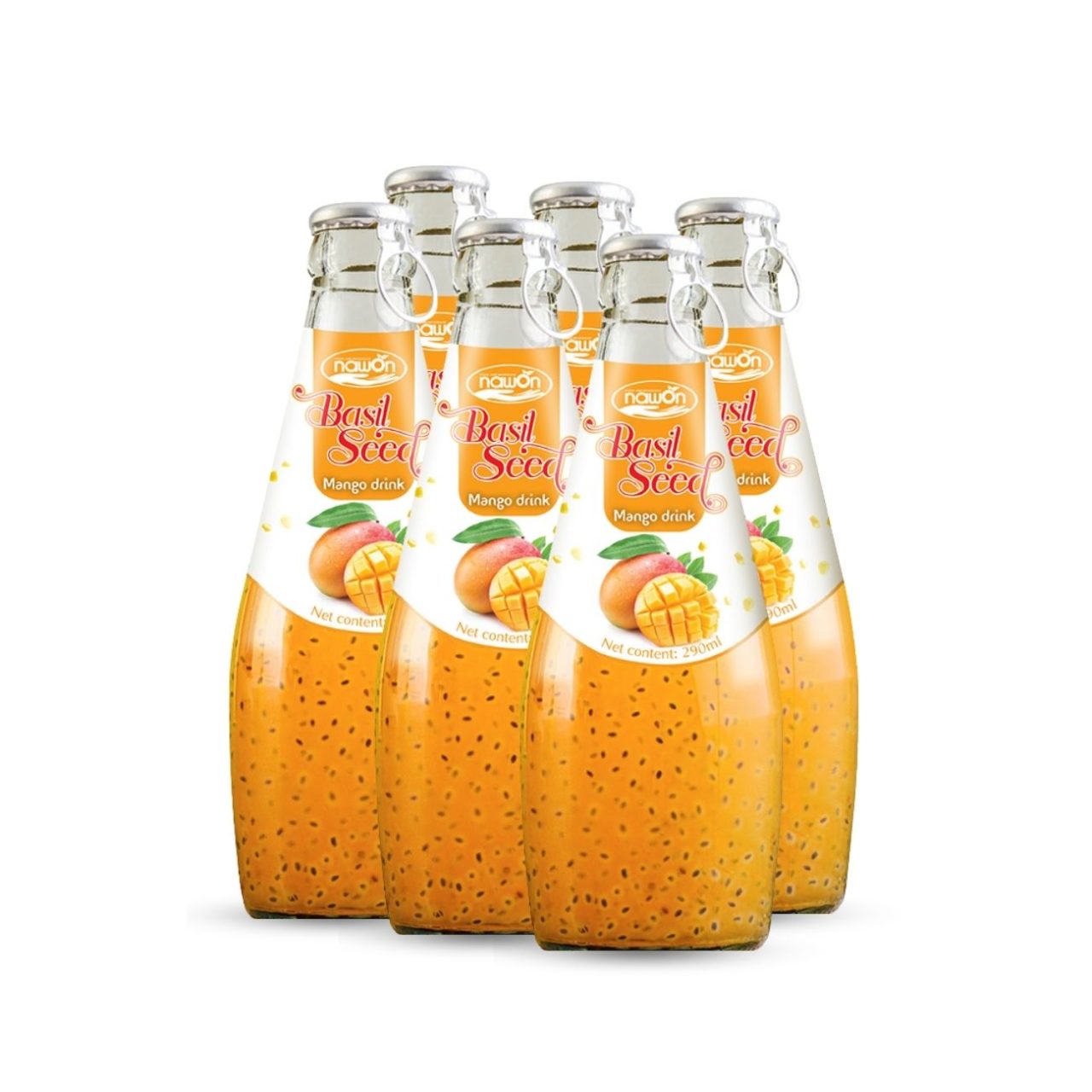 glass bottle 290 ml 9 81 fl oz refreshing basil seed drink with mango juice flavor (2)