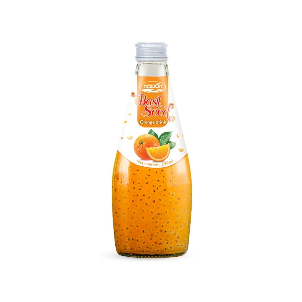 glass bottle 290 ml 9 81 fl oz refreshing basil seed drink with orange juice flavor (1)