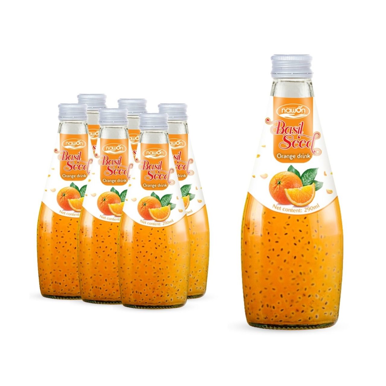 glass bottle 290 ml 9 81 fl oz refreshing basil seed drink with orange juice flavor (2)