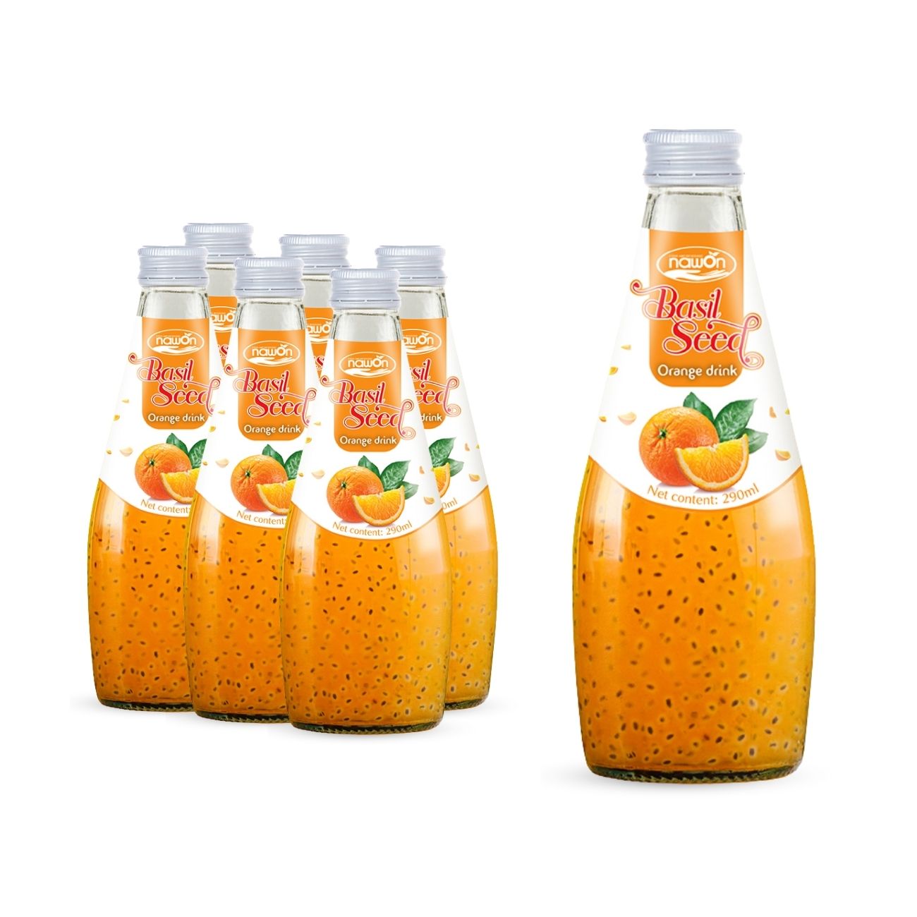 glass bottle 290 ml 9 81 fl oz refreshing basil seed drink with orange juice flavor (2)