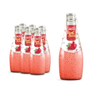 Glass bottle 290 ml 9 81 fl oz refreshing basil seed drink with pomegranate juice flavor (1)