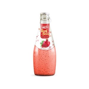 Glass bottle 290 ml 9 81 fl oz refreshing basil seed drink with pomegranate juice flavor (3)