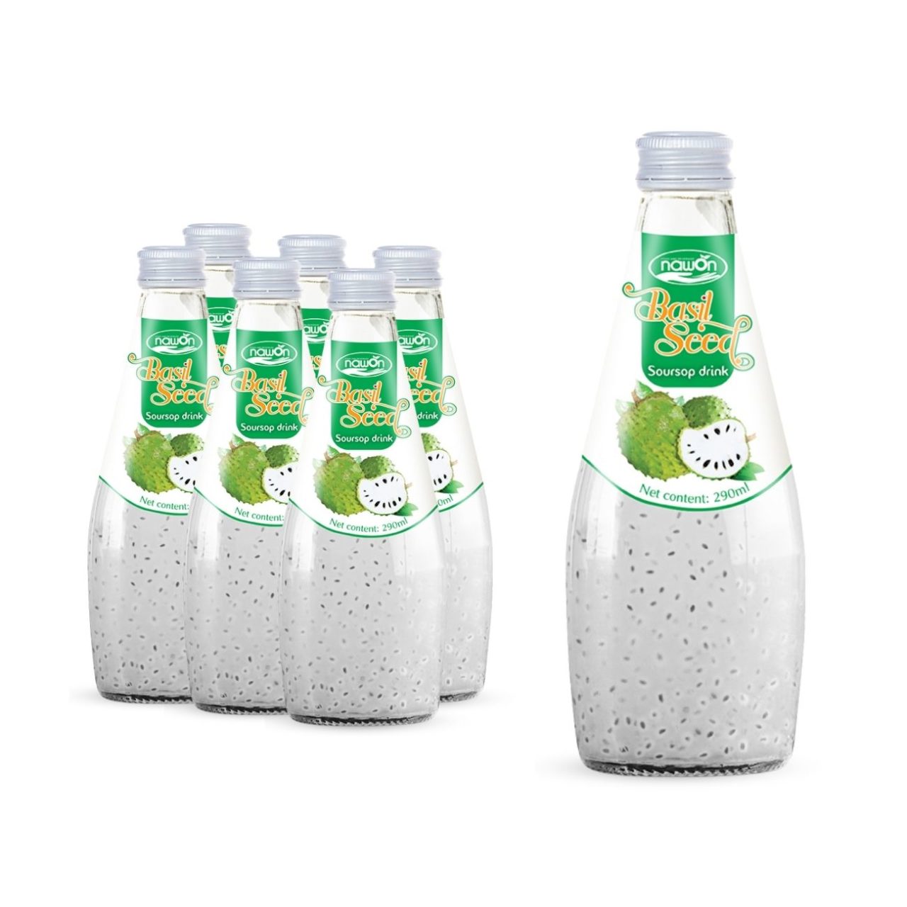 glass bottle 290 ml 9 81 fl oz refreshing basil seed drink with soursop juice flavor (1)