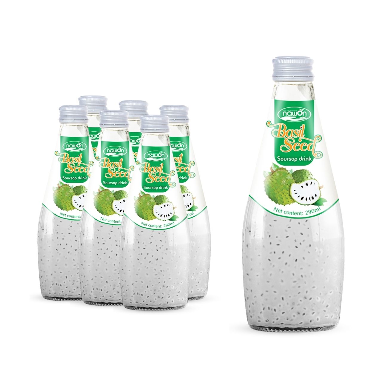 glass bottle 290 ml 9 81 fl oz refreshing basil seed drink with soursop juice flavor (1)