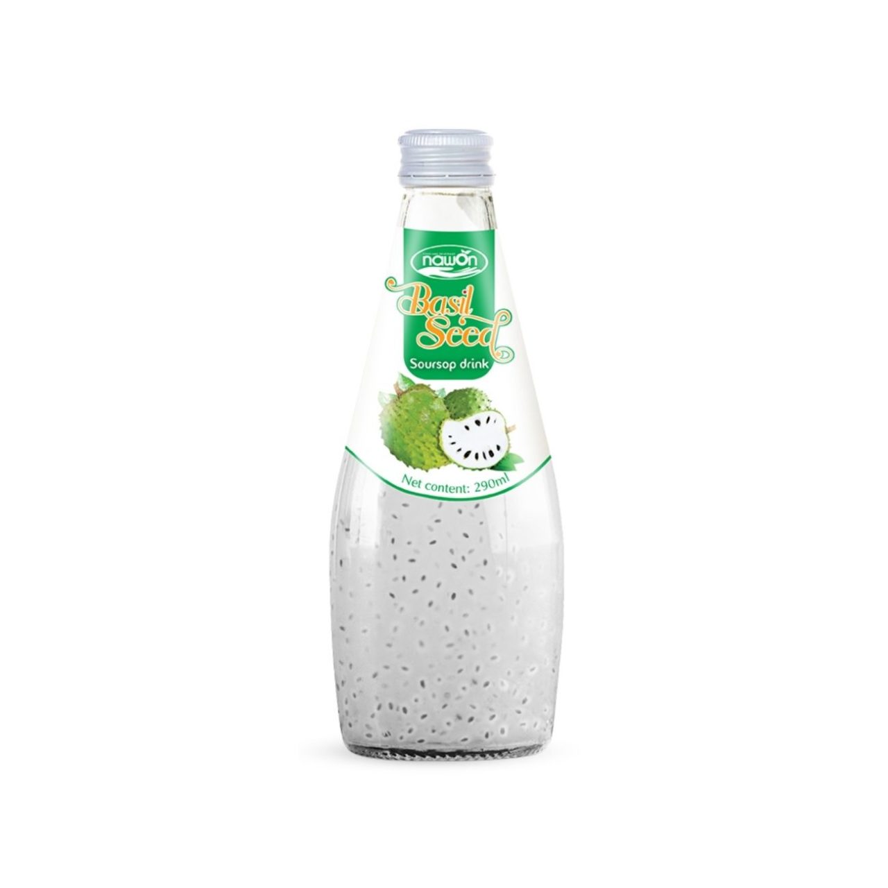 Glass bottle 290 ml 9 81 fl oz refreshing basil seed drink with soursop juice flavor (3)