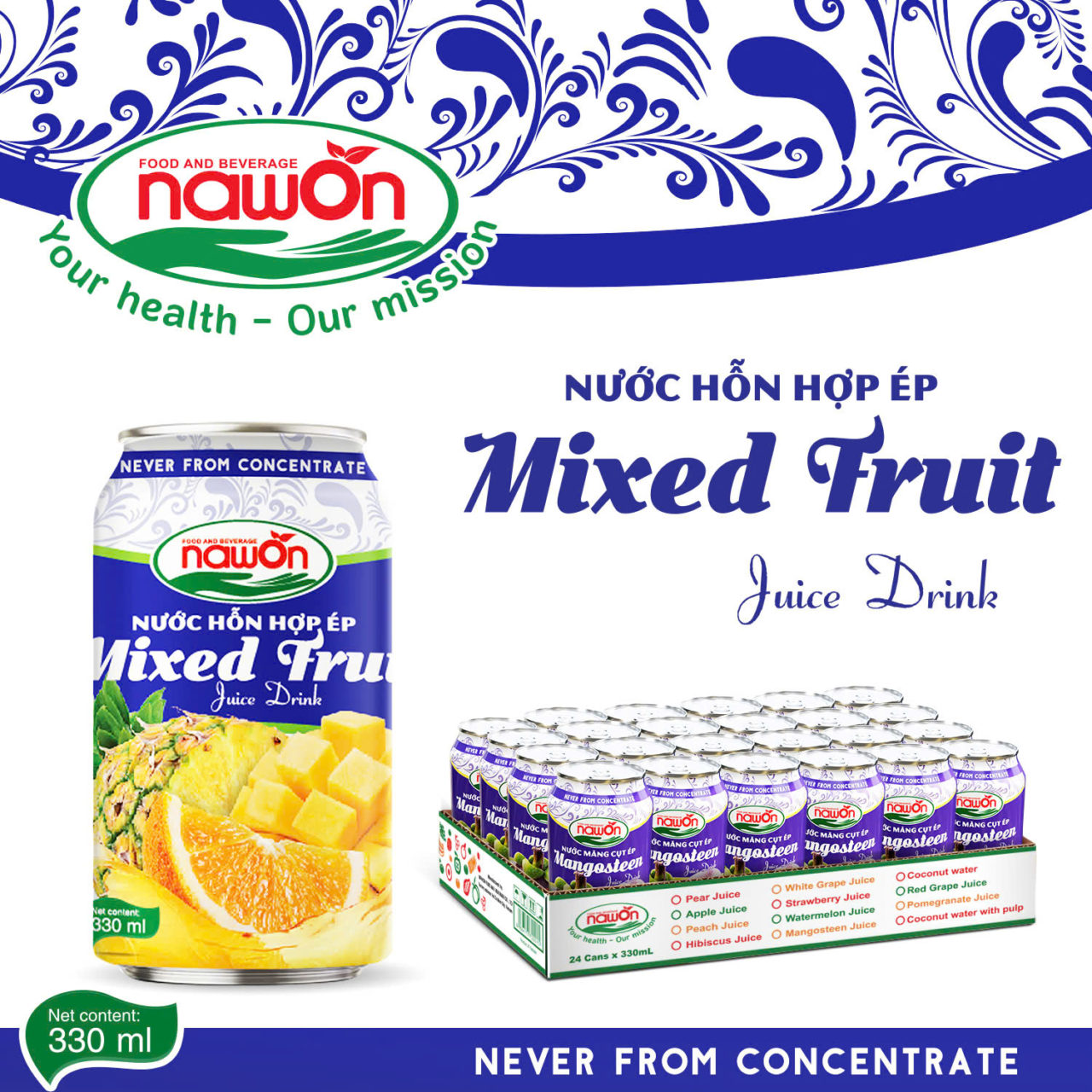 mixed fruit juice drink with original flavor can 330ml
