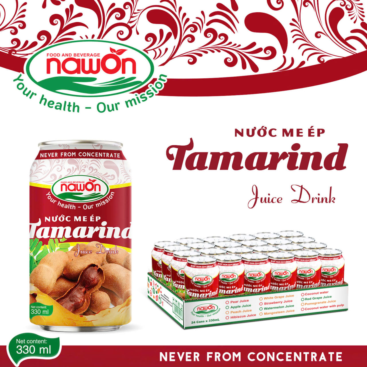 tamarind juice drink with original flavor can 330ml