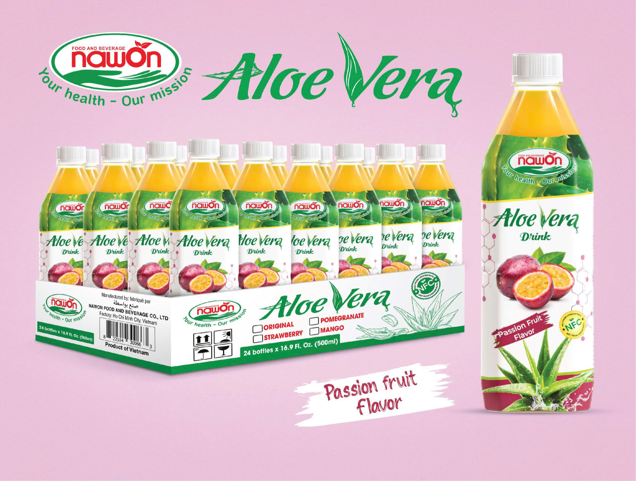 Bottle nfc aloe vera drink passion fruit flavor