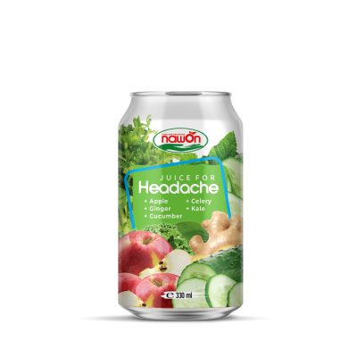 Apple + Ginger + Cucumber + Celery + Kale Juice Drink Headache 330ml (Packing 24 Can Carton)