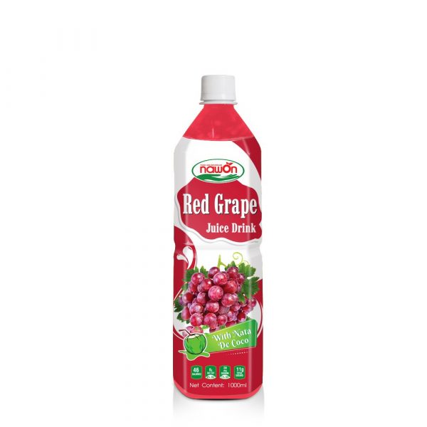 Red Grape Juice Drink with Nata de Coco 1000ml (Packing 24 Bottles Carton)