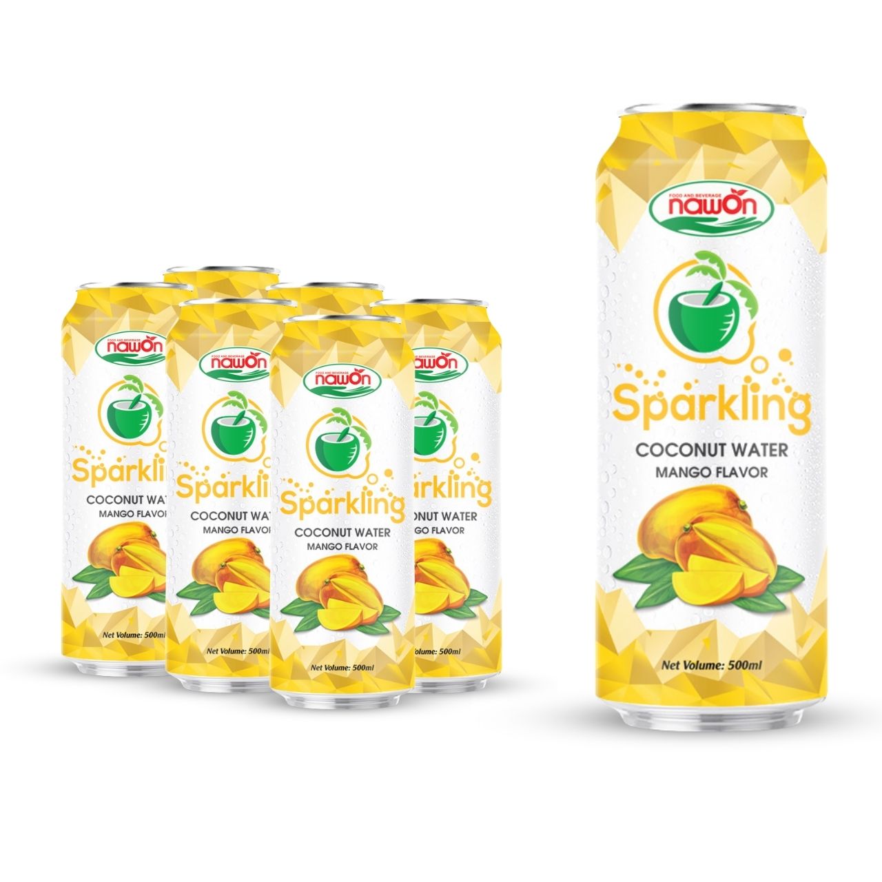 Can 500 ml 16 9 fl oz sparkling coconut water with mango flavor