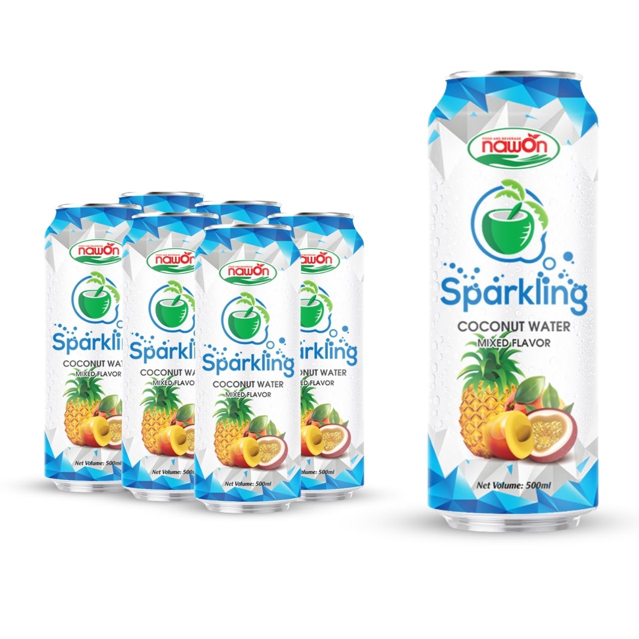 Can 500 ml 16 9 fl oz sparkling coconut water with mixed fruit flavor