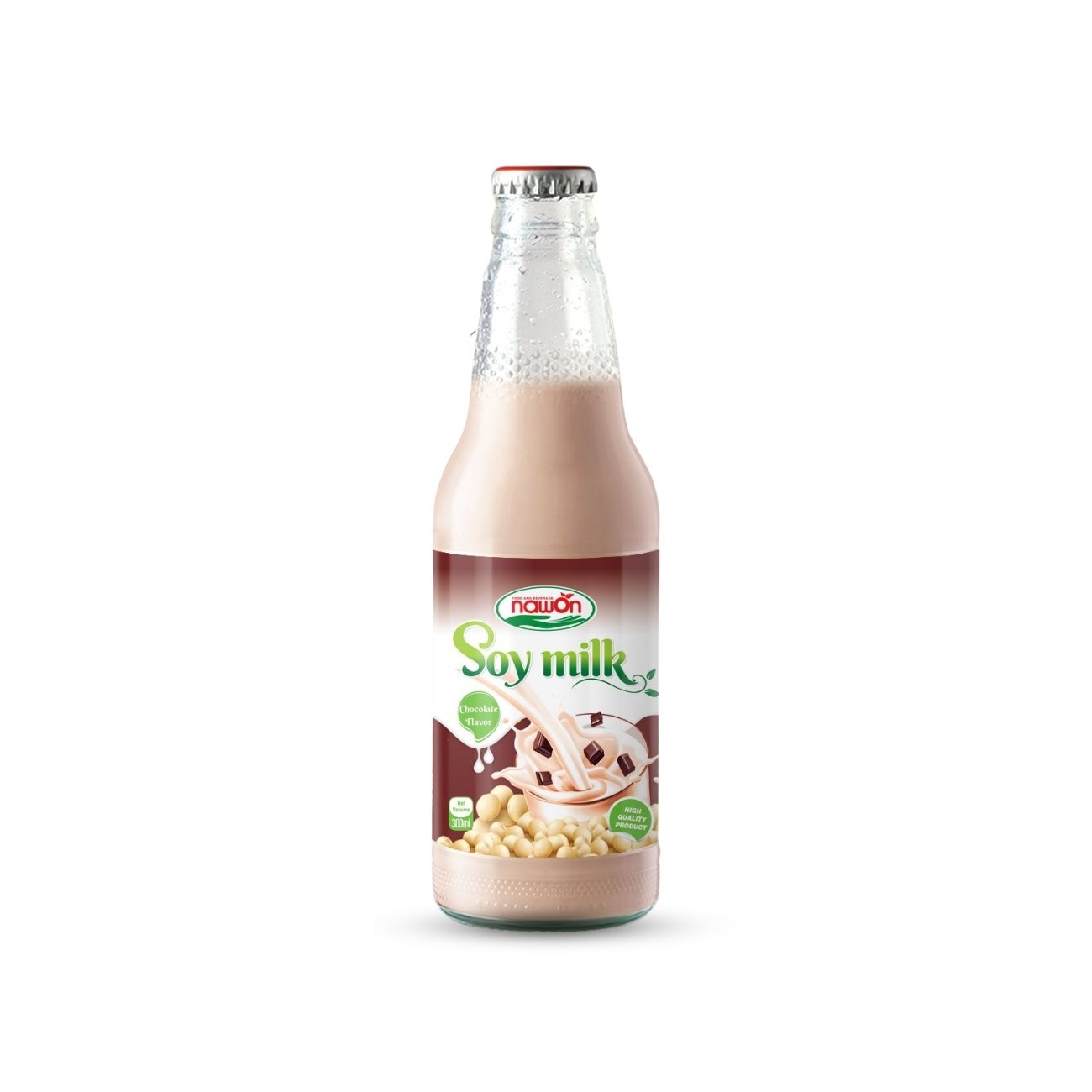 Glass bottle 300 ml 10 15 fl oz soy milk with chocolate flavor (3)