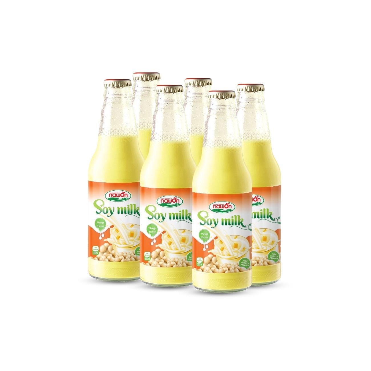 glass bottle 300 ml 10 15 fl oz soy milk with mango flavor (2)