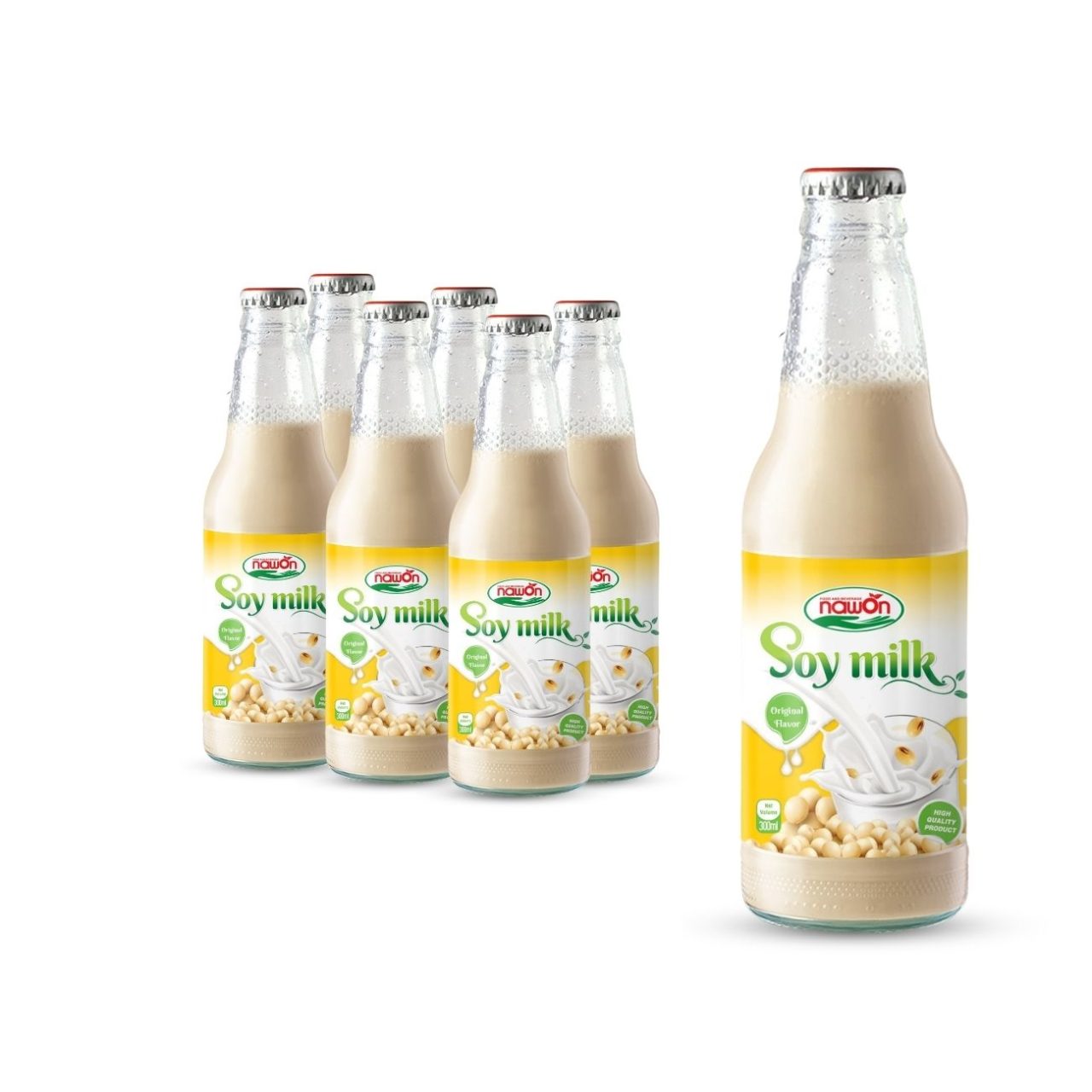 Glass bottle 300 ml 10 15 fl oz soy milk with original flavor (1)