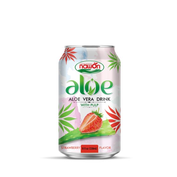 Aloe vera drink with pulp strawberry flavor