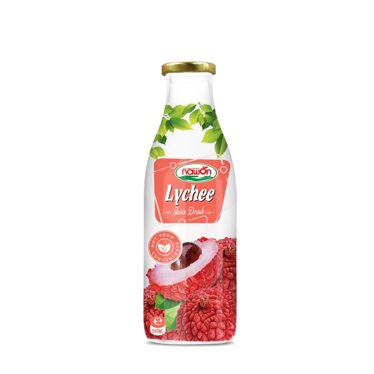 Glass Bottle 940ml Lychee Juice Drink Nfc