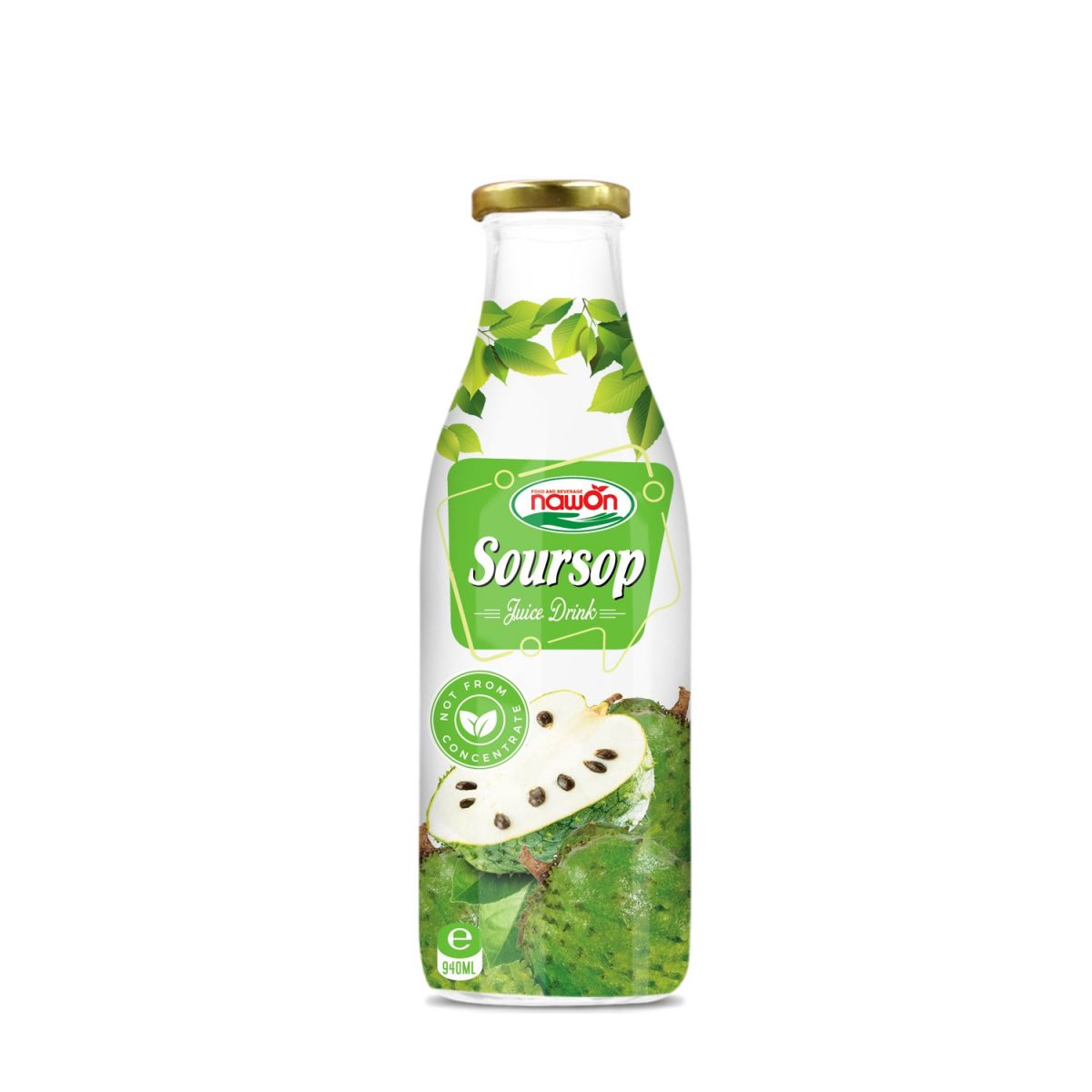 Glass Bottle 940ml Soursop Juice Drink Nfc