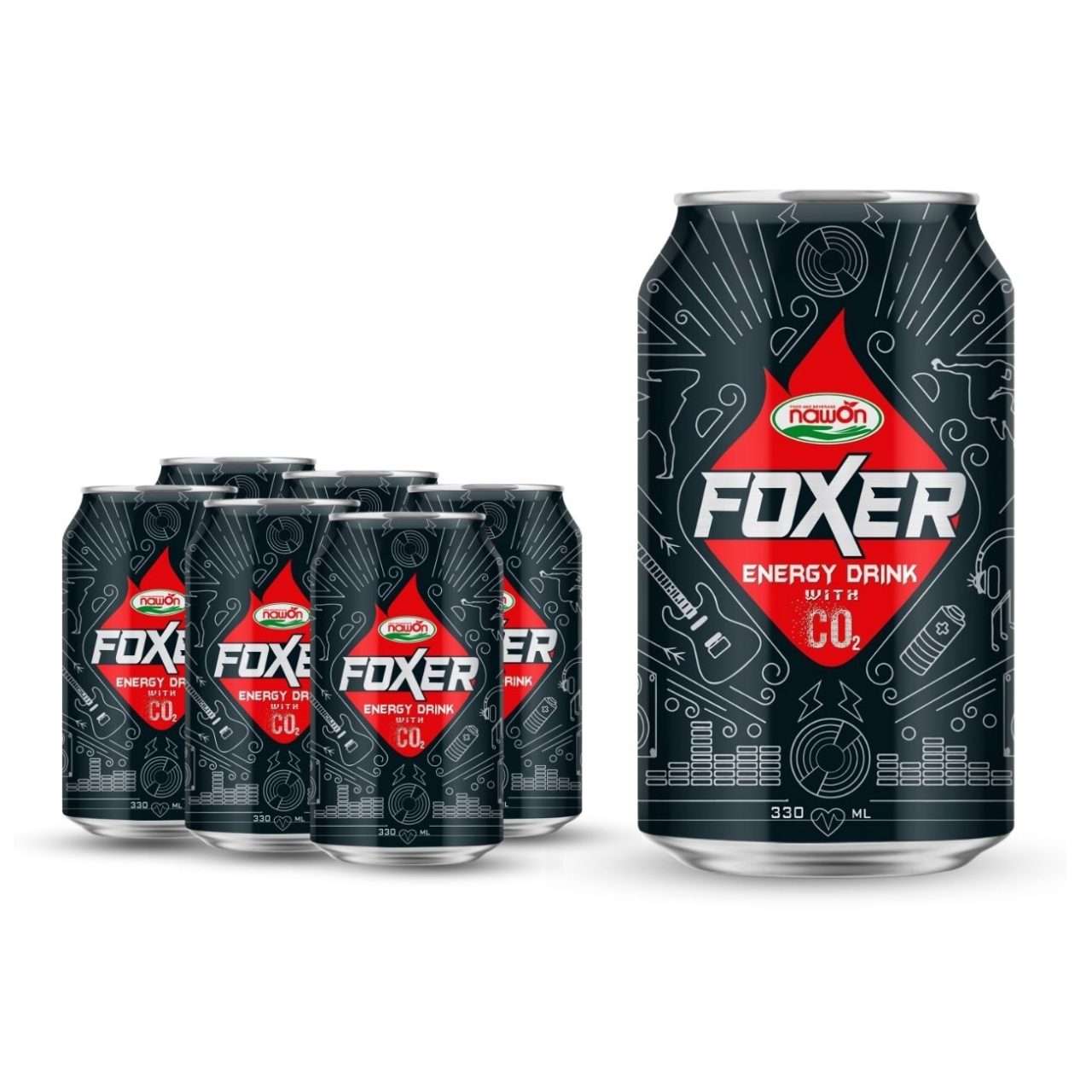 Can 330 ml 11 18 fl oz foxer energy drink with co2 standard and original flavor (1)