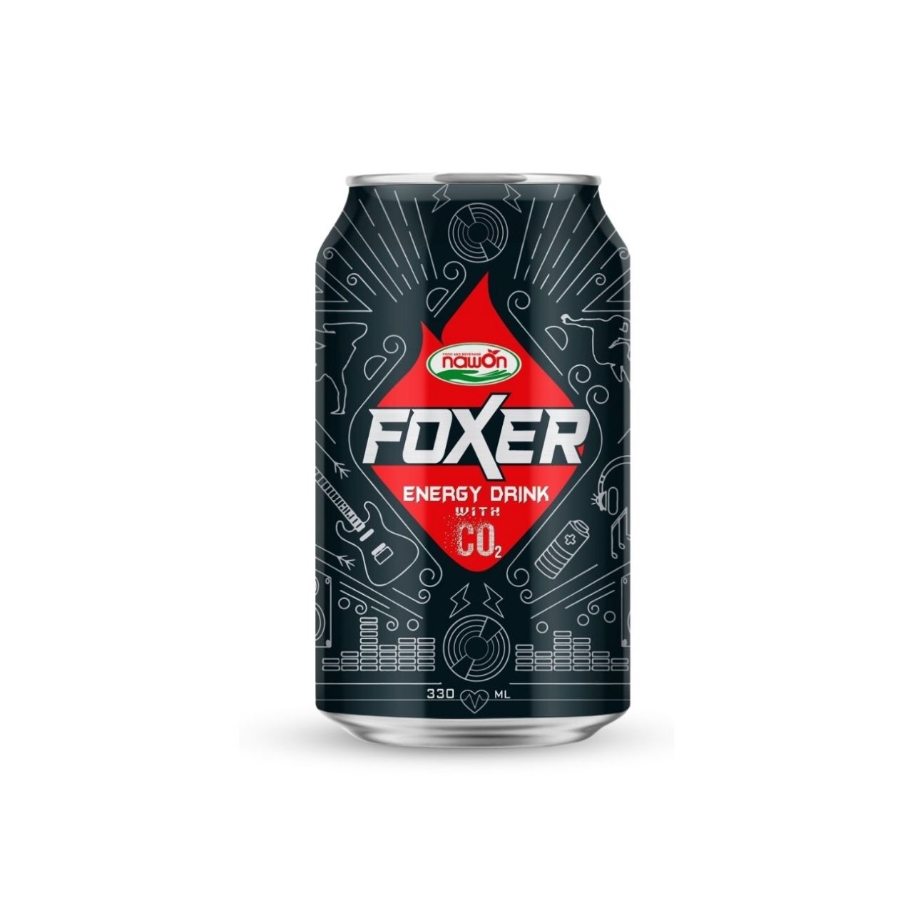 Can 330 ml 11 18 fl oz foxer energy drink with co2 standard and original flavor (3)