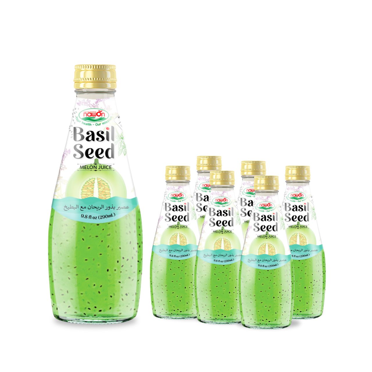 glass bottle 290ml 9 81 fl oz basil seed drink melon juice improve digestive health