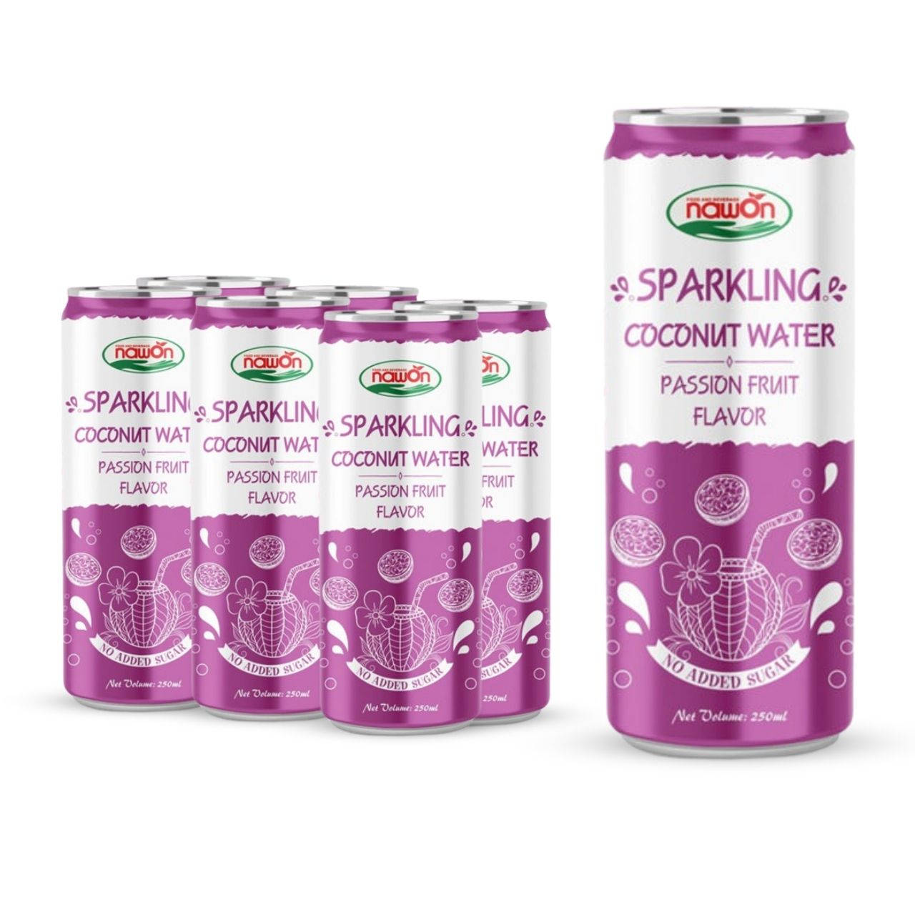 Can 250 ml 8 46 fl oz sparkling coconut water passion fruit flavor