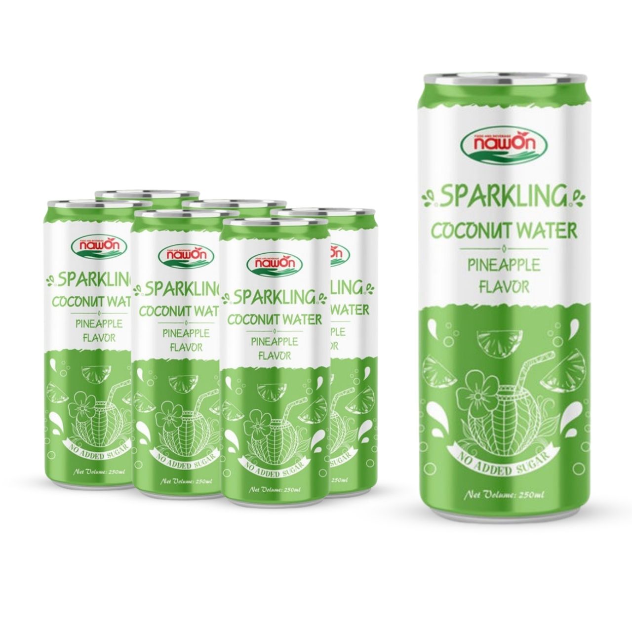 Can 250 ml 8 46 fl oz sparkling coconut water pineapple flavor