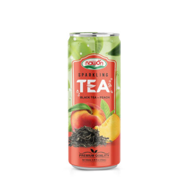 can 250ml sparkling black tea and peach