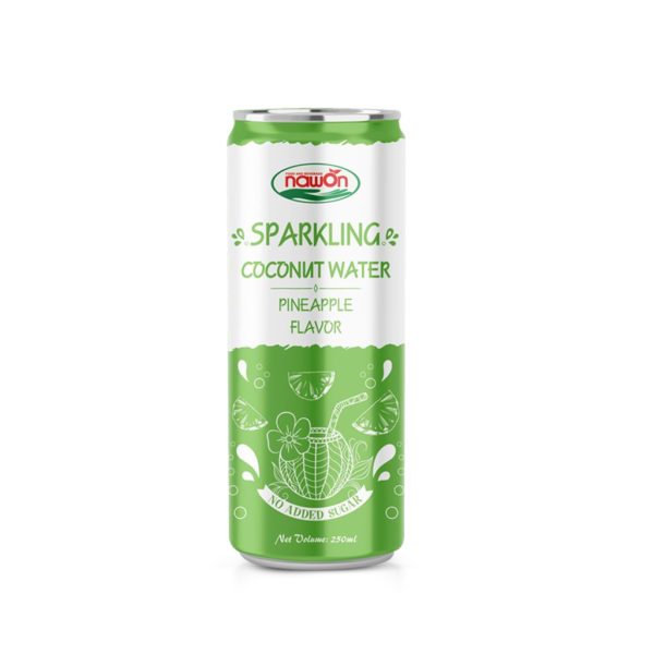 can 250ml sparkling coconut water pineapple fruit flavor