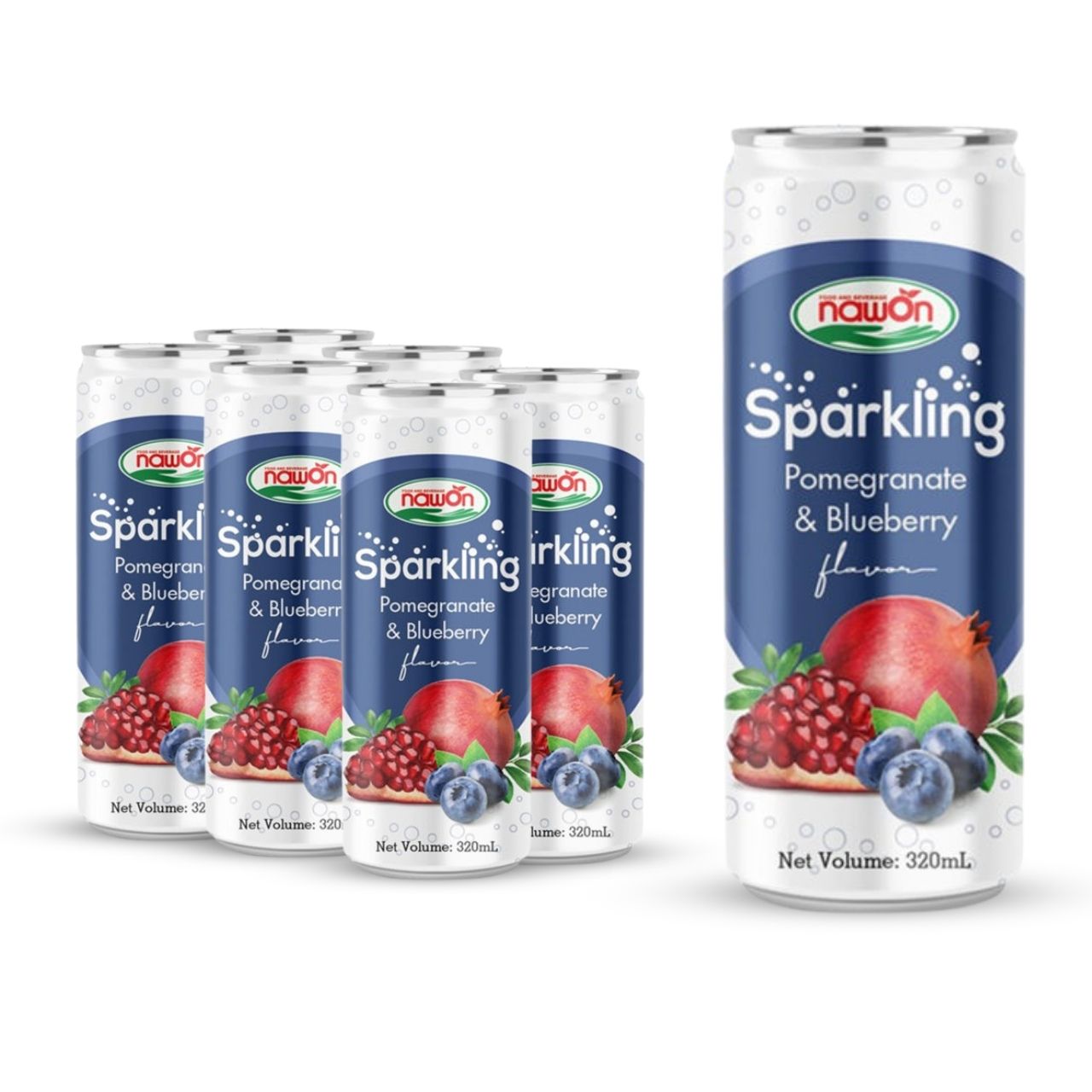 Can 320 ml 10 82 fl oz sparkling water with pomegranate and blueberry flavor