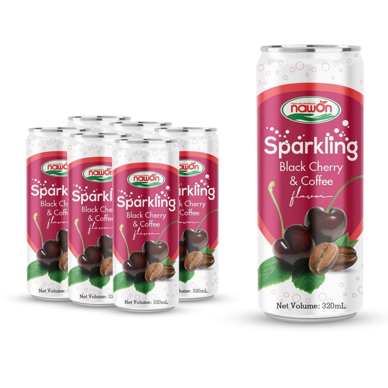 Can 320ml 10 82 fl oz sparkling water with black cherry and coffee flavor
