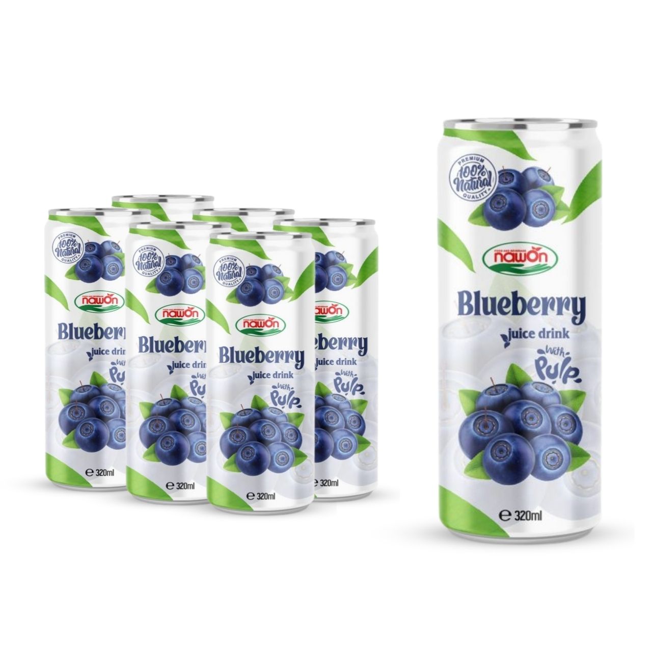 Canned 320ml 10 82 fl oz nawon 100 blueberry juice drink with pulp