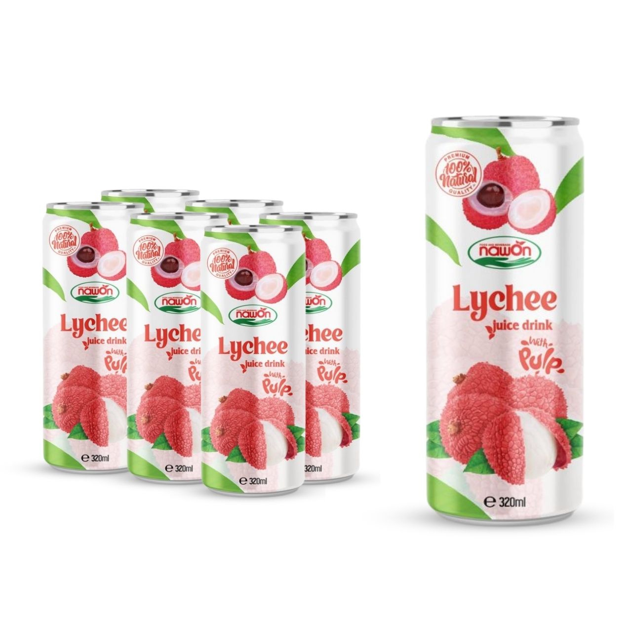 Canned 320ml 10 82 fl oz nawon 100 lychee juice drink with pulp