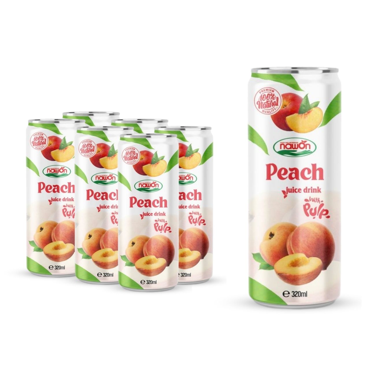 Canned 320ml 10 82 fl oz nawon 100 peach juice drink with pulp