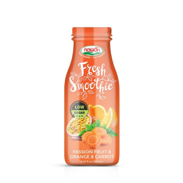 glass 280ml nawon smoothie low sugar passionfruit orange carrot