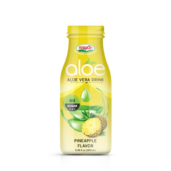 glass bottle 280ml aloe vera drink no sugar pineapple