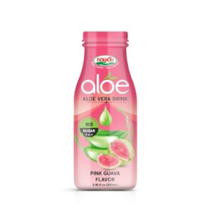 glass bottle 280ml aloe vera drink no sugar pink guava