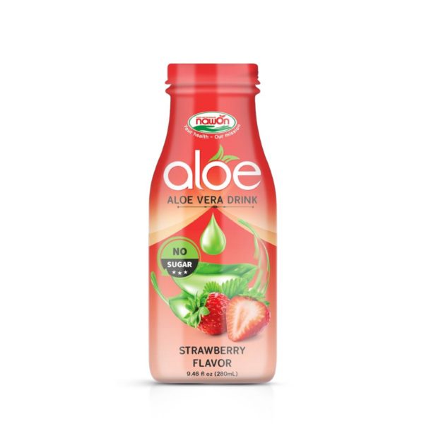 glass bottle 280ml aloe vera drink no sugar strawberry