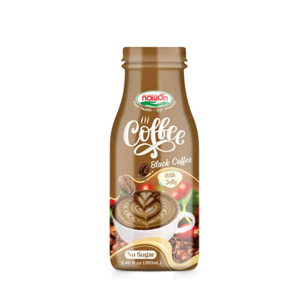 Glass bottle 280ml black coffee with jelly