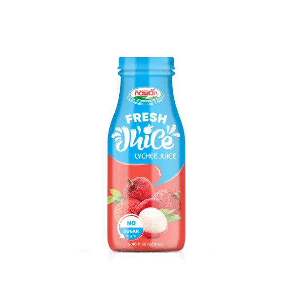 Glass bottle 280ml fresh lychee juice no sugar added