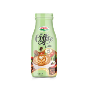 Glass bottle 280ml latte coffee with jelly