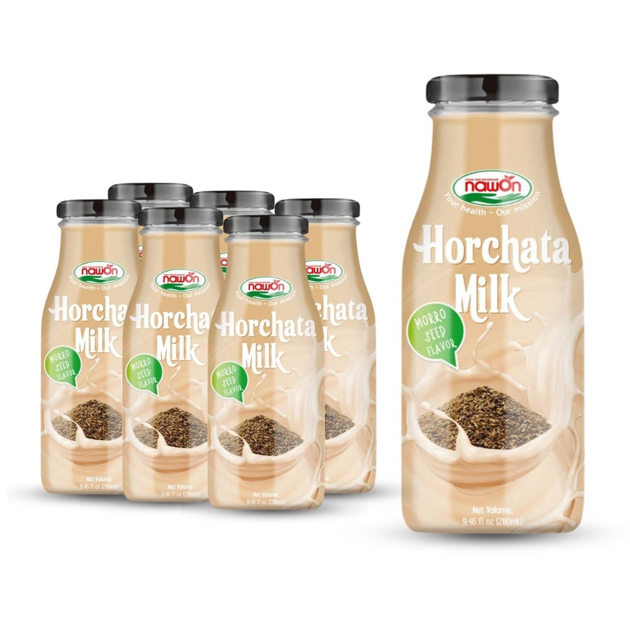 glass bottle 280 ml 9 5 fl oz creamy horchata milk with morro seed flavor (1)