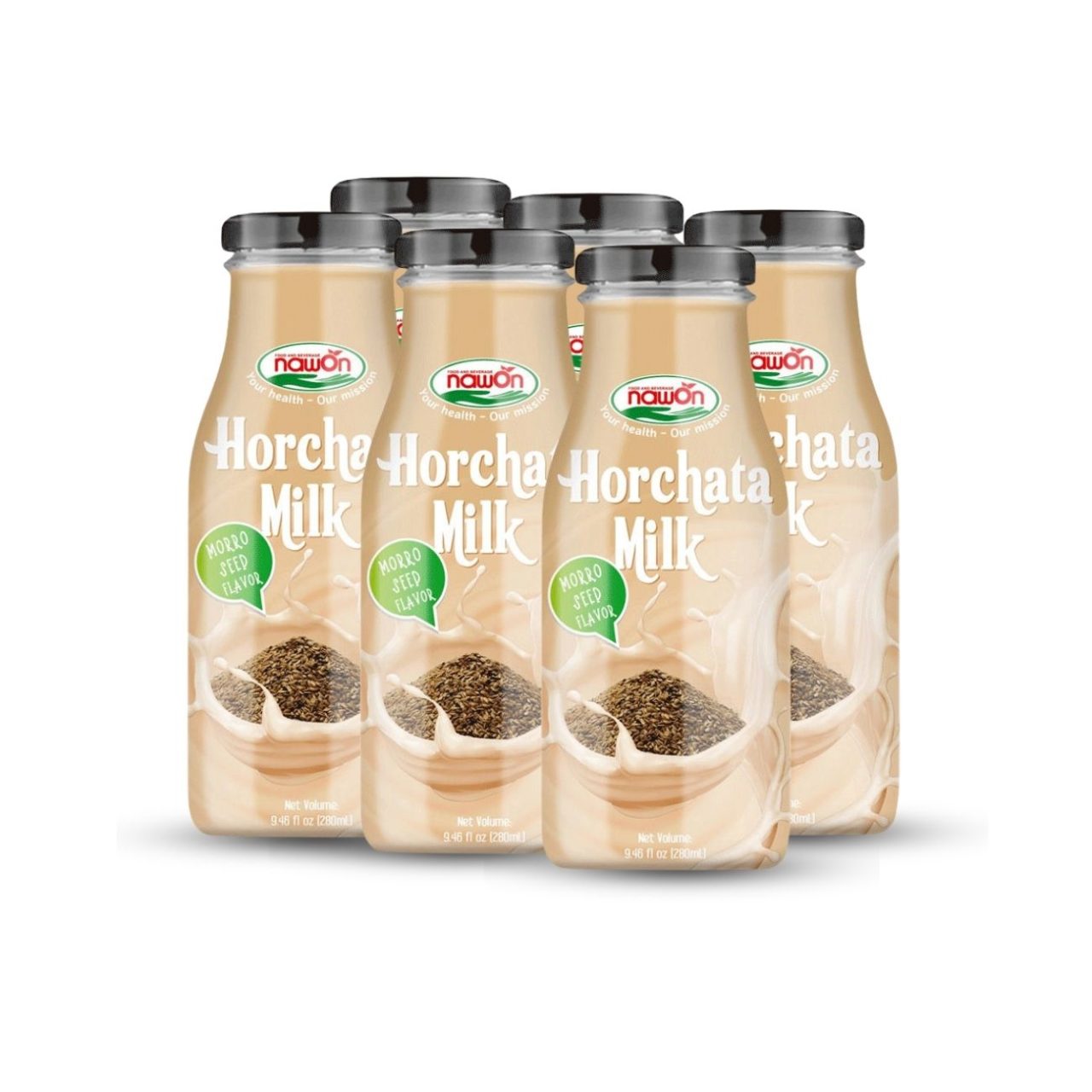 glass bottle 280 ml 9 5 fl oz creamy horchata milk with morro seed flavor (2)