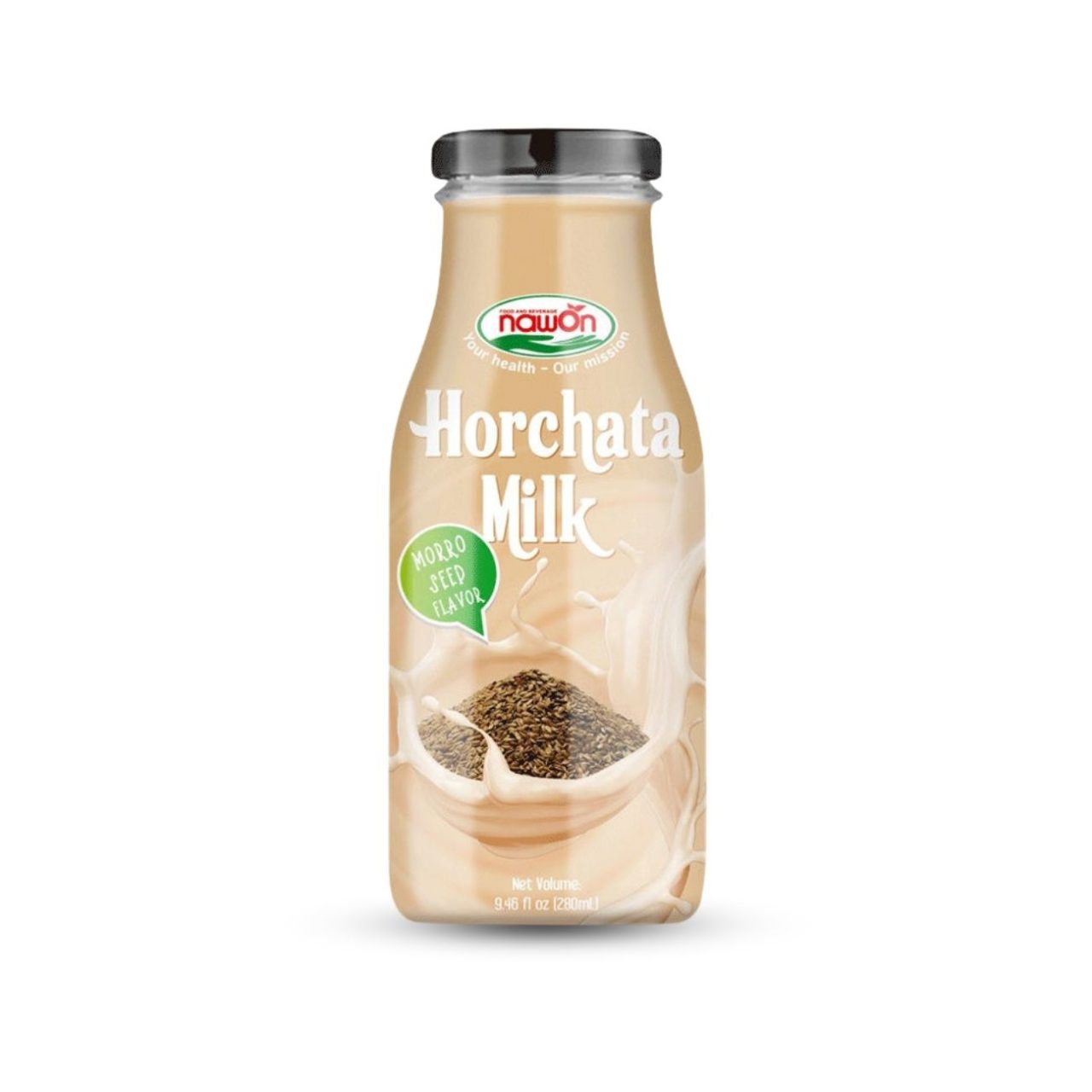 Glass bottle 280 ml 9 5 fl oz creamy horchata milk with morro seed flavor (3)