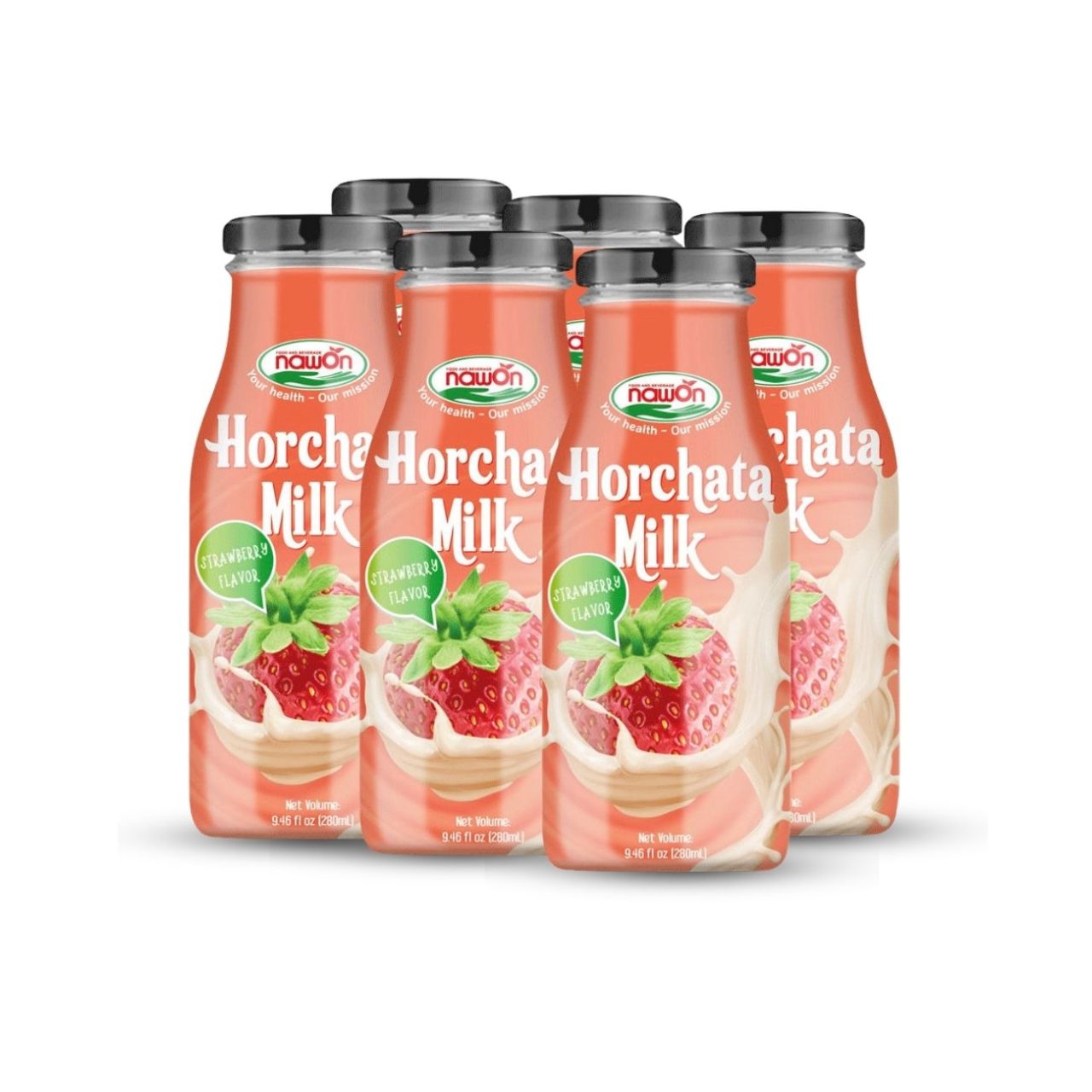 glass bottle 280 ml 9 5 fl oz creamy horchata milk with strawberry flavor (1)