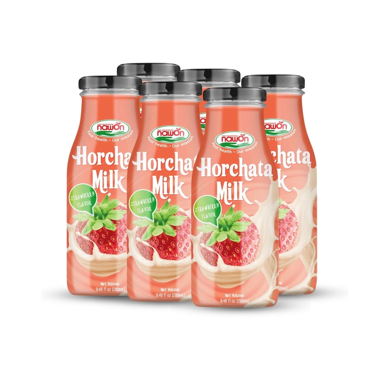 glass bottle 280 ml 9 5 fl oz creamy horchata milk with strawberry flavor (1)