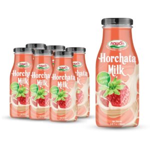 glass bottle 280 ml 9 5 fl oz creamy horchata milk with strawberry flavor (2)