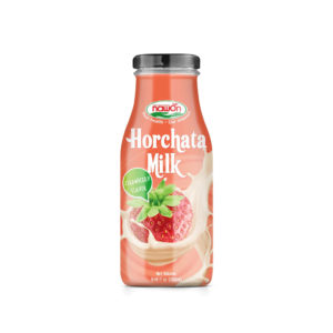 Glass bottle 280ml horchata milk strawberry flavor